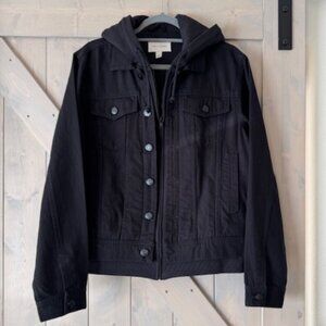 Sun + Stone Men's Trucker Black Denim Jacket Layered EUC Size Medium